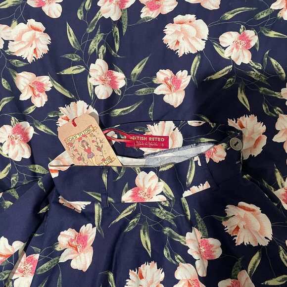 British Retro Bonny Pink Floral 50s Style Bonny Skirt UK 8 / US 4 - Picture 2 of 2